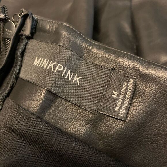New! MinkPink Vegan Leather Strapless Dress Sz M - Picture 6 of 8